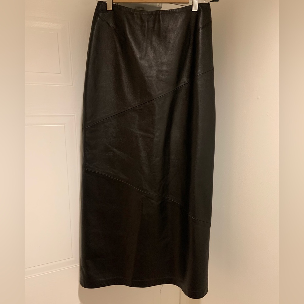 Black Leather Maxi Skirt - Sleek Women's Long Skirt